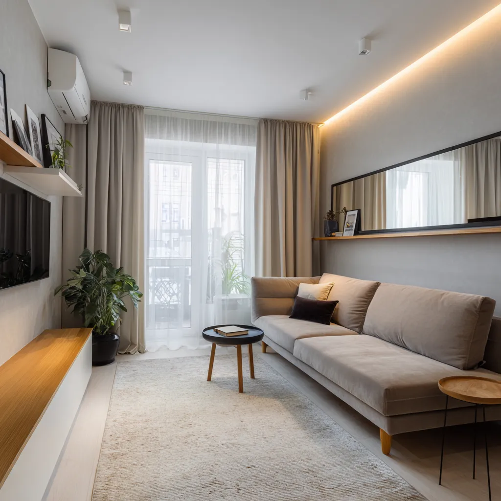 Avoid Bulky Furniture to Maximize the Compact Grey and Brown Living Room Avoid Bulky Furniture in Small Grey And Brown Living Room