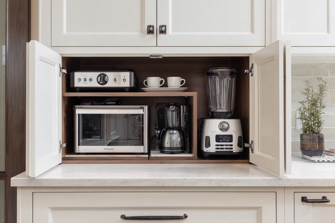 Build an Appliance Garage for small kitchen Build an Appliance Garage- small house modern kitchen design