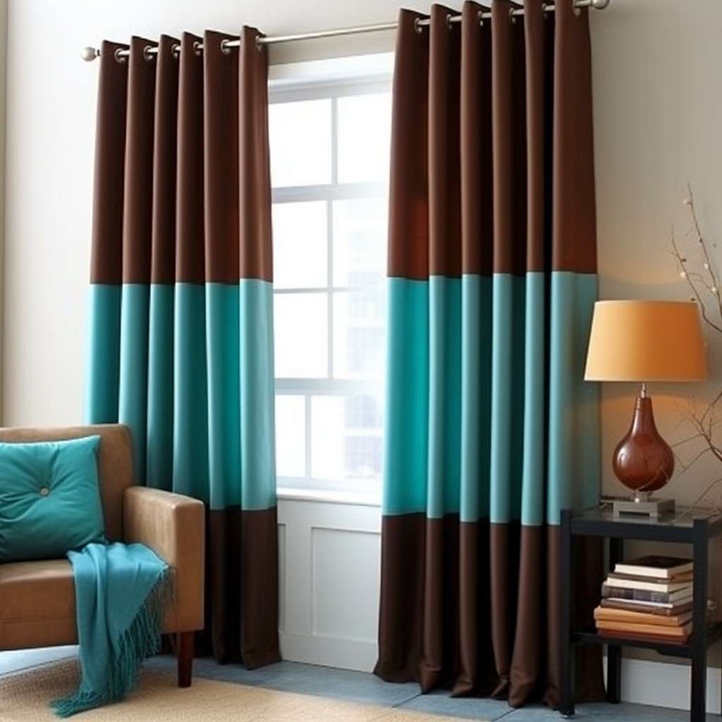 Chocolate Brown and Teal Curtain Combination Ideas