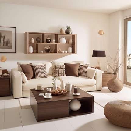Cosy Brown and Cream Colour Combination for Living Room