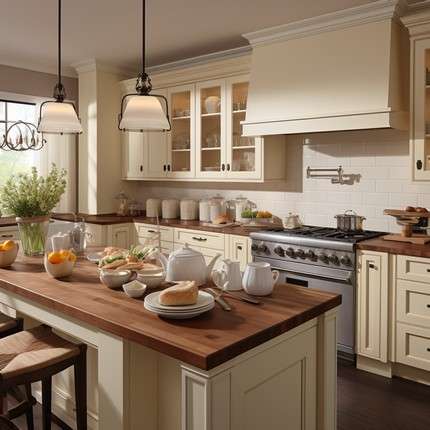 Cream and Brown Color Combination for Modern Kitchen