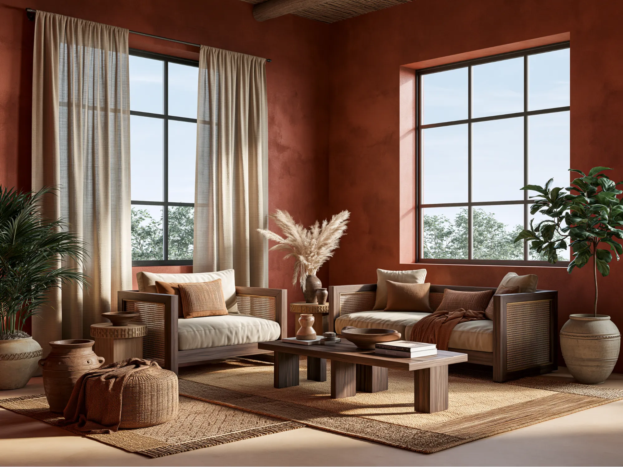 Earthy Orange Living Room Design