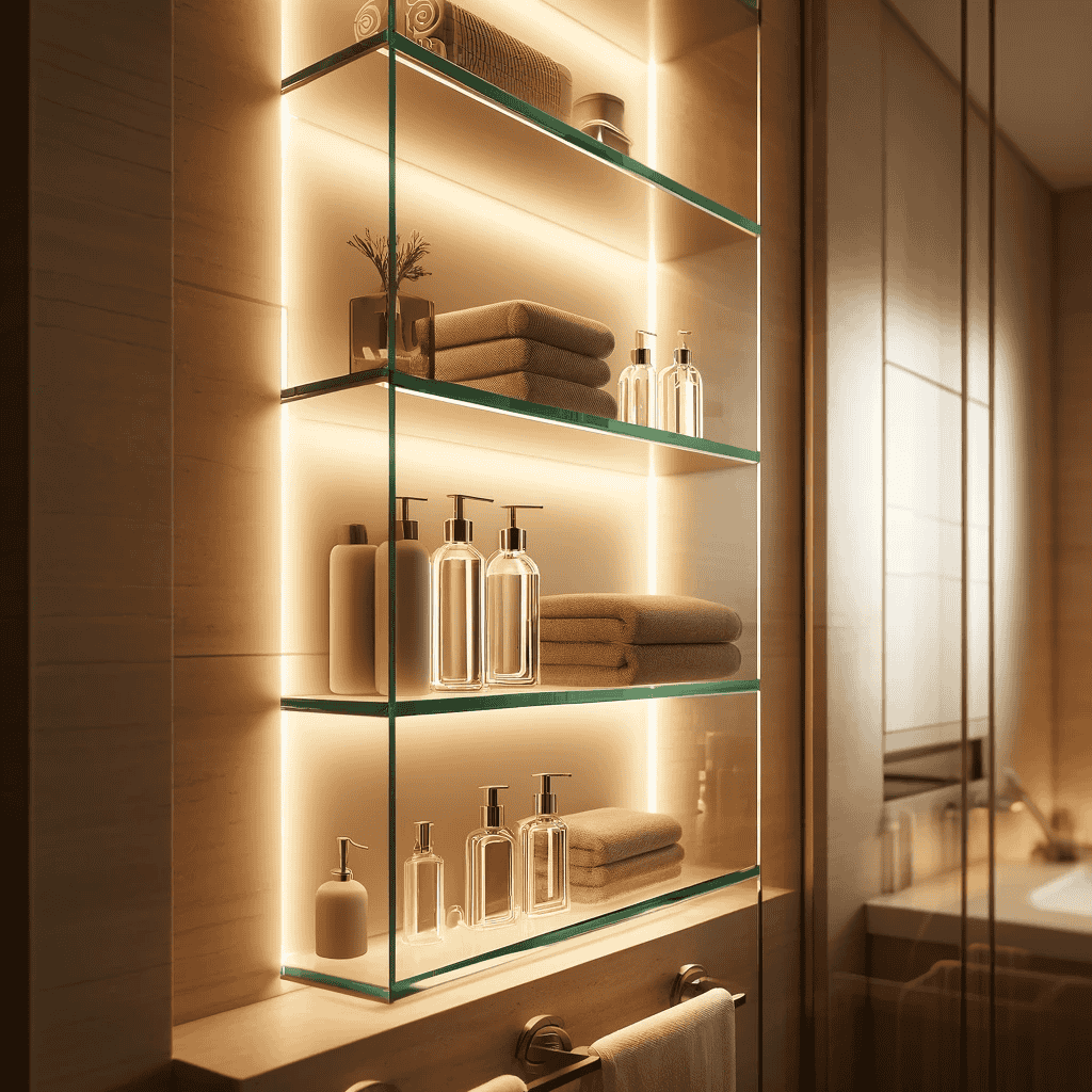 Glass Shelves with Built-In Led Strips