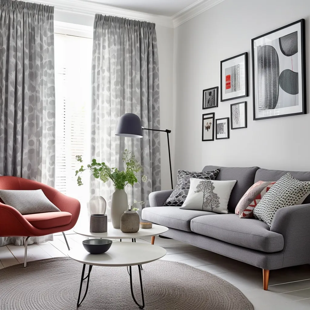 Grey and White Curtains for Living Room