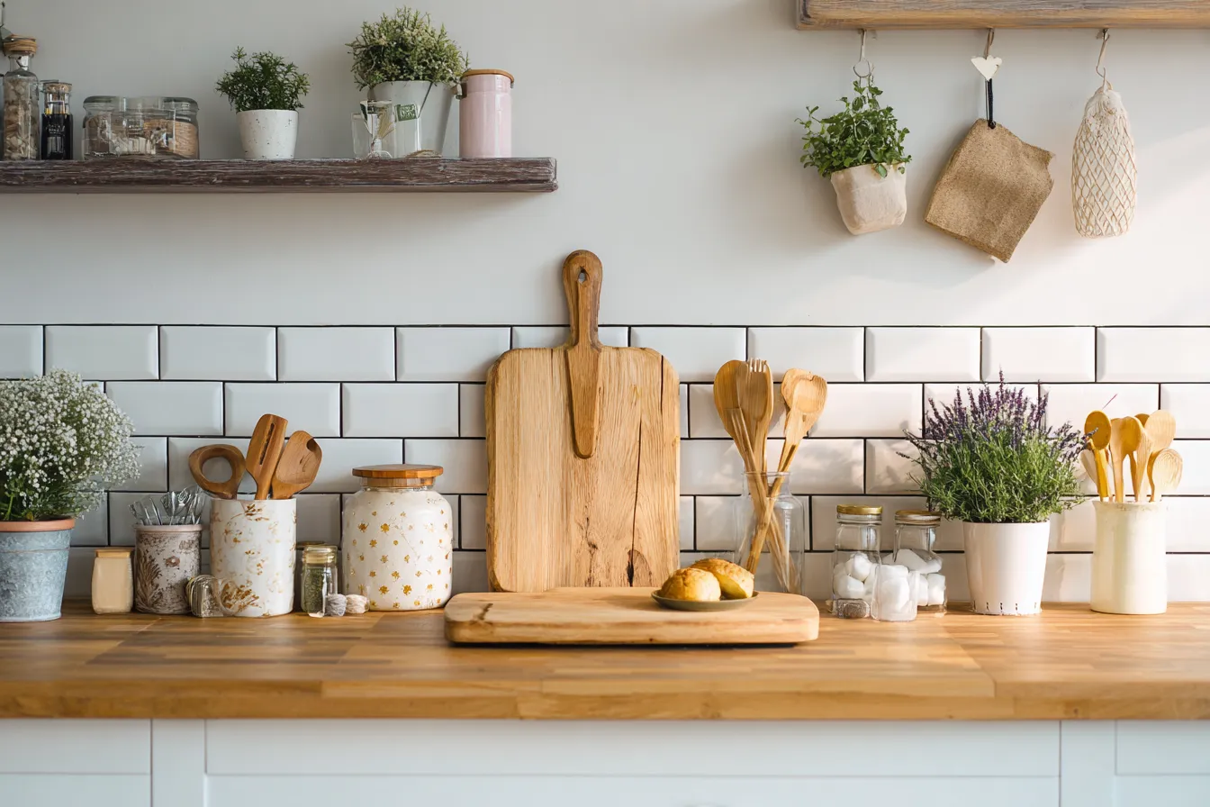 Hang Wooden Cutting Boards in small kitchen Hang Wooden Cutting Boards- small size kitchen design