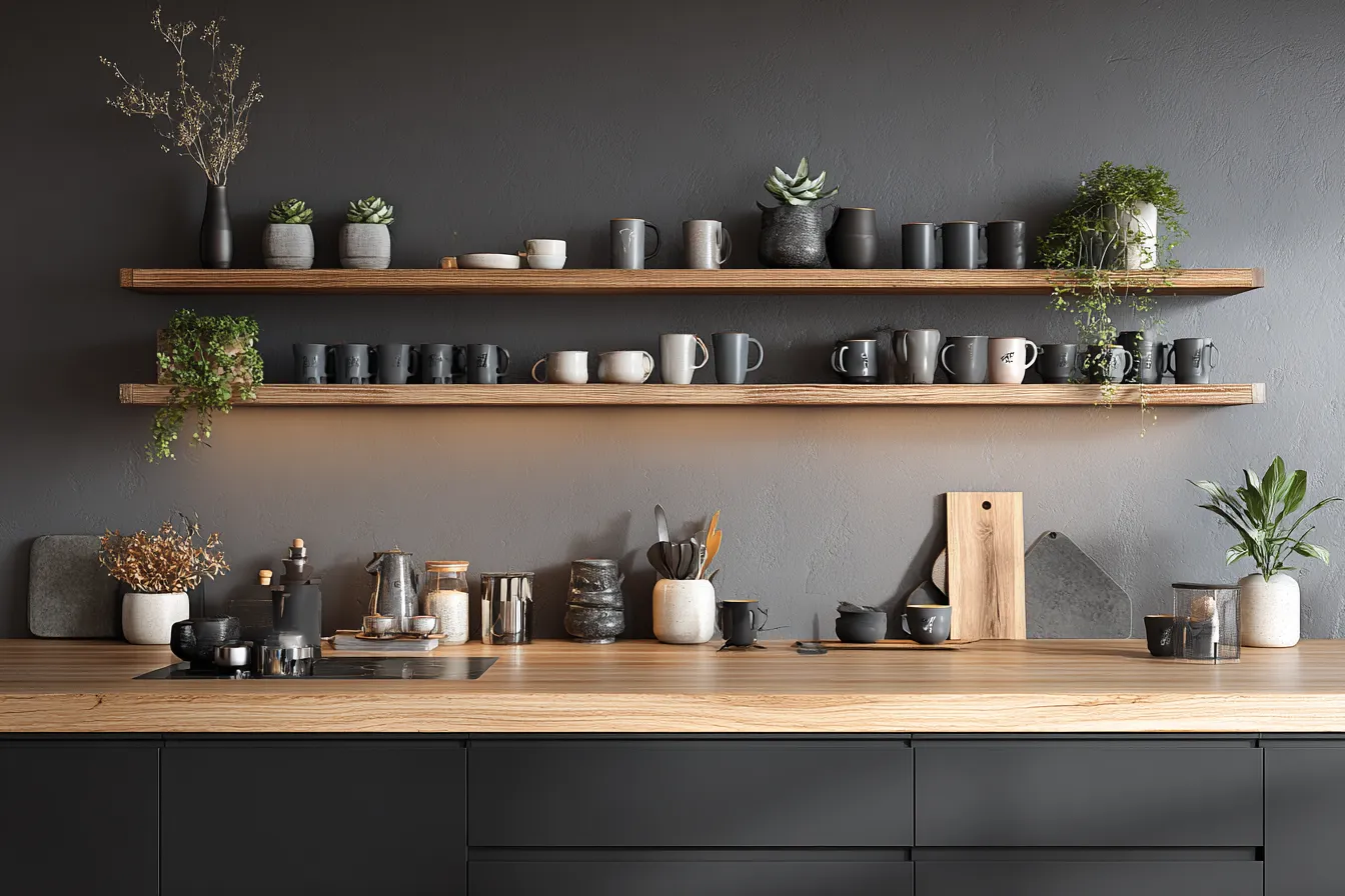 Install Long Floating Shelves in small kitchen Install Long Floating Shelves small open kitchen design