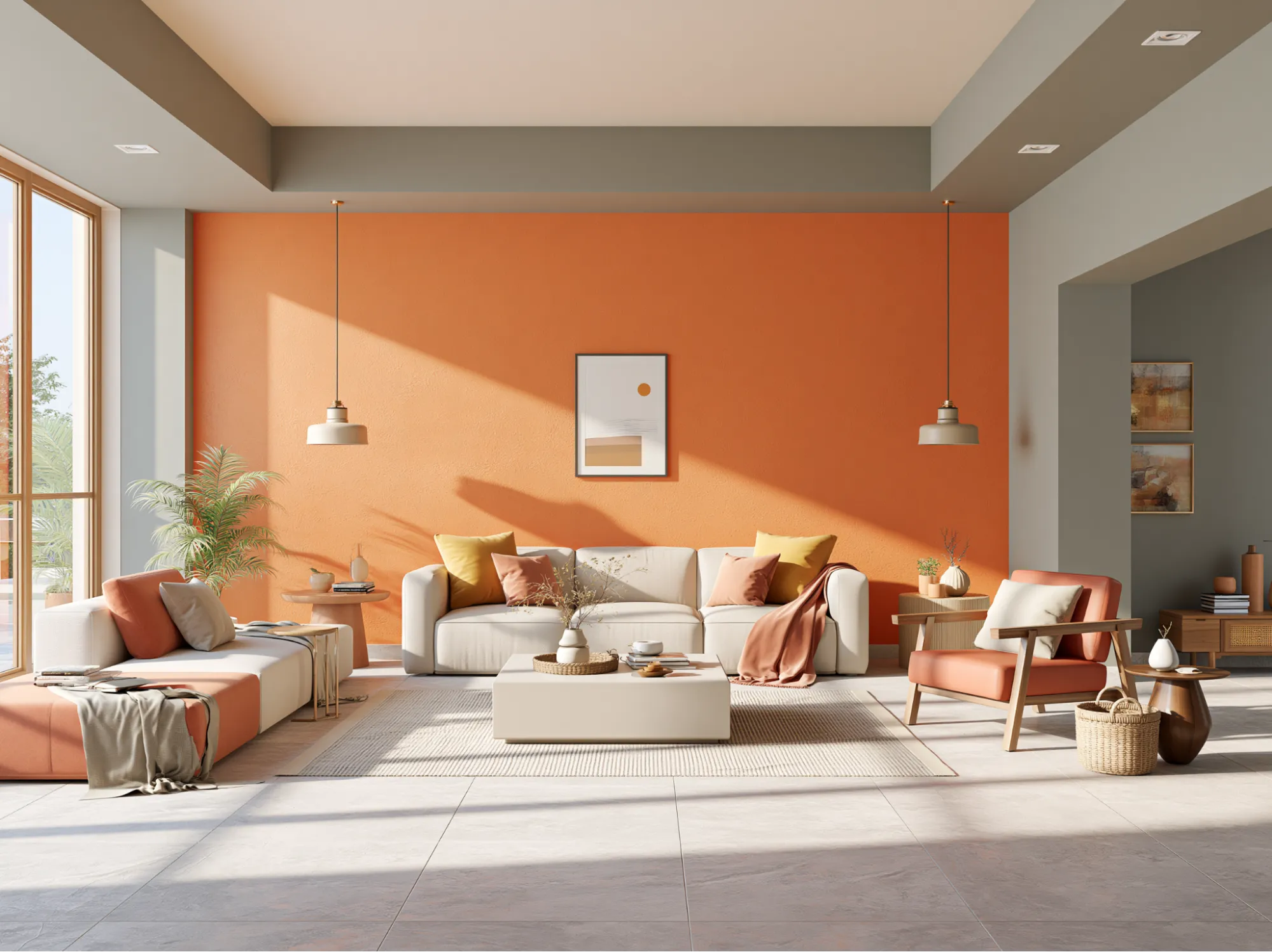 Minimal Modern Orange Living Room Design