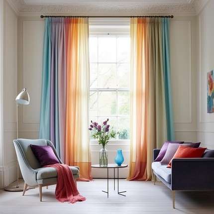 Multi-Hued Curtains- Window Treatment Ideas for Living Room