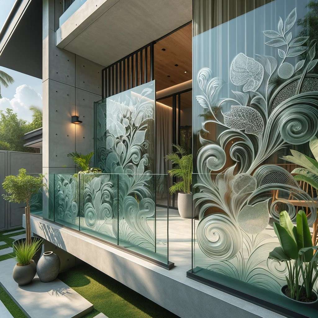 Nature Inspired Glass Railing Design for House Front