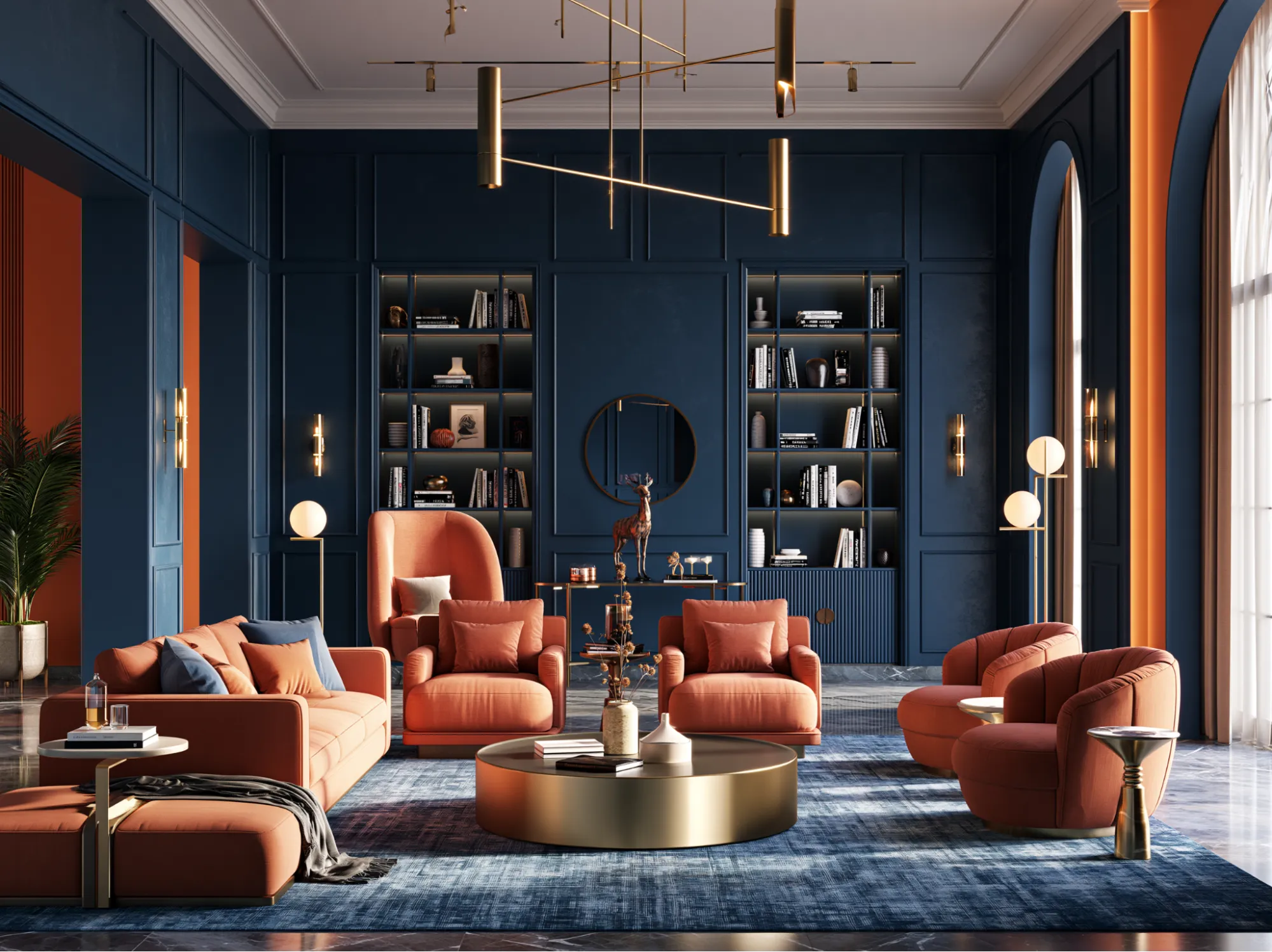 Navy Blue and Orange Colour Combination