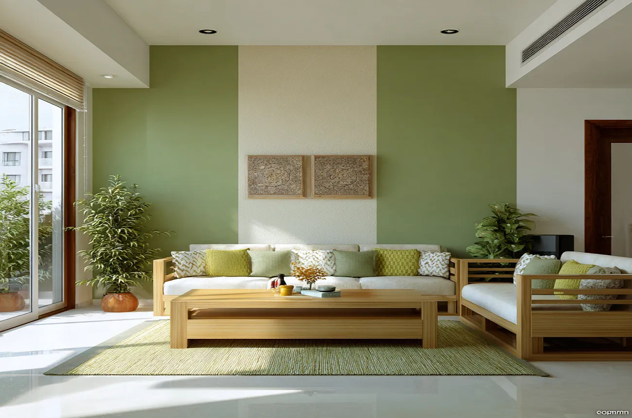 Pista Green and Beige Colour Combination for Wall