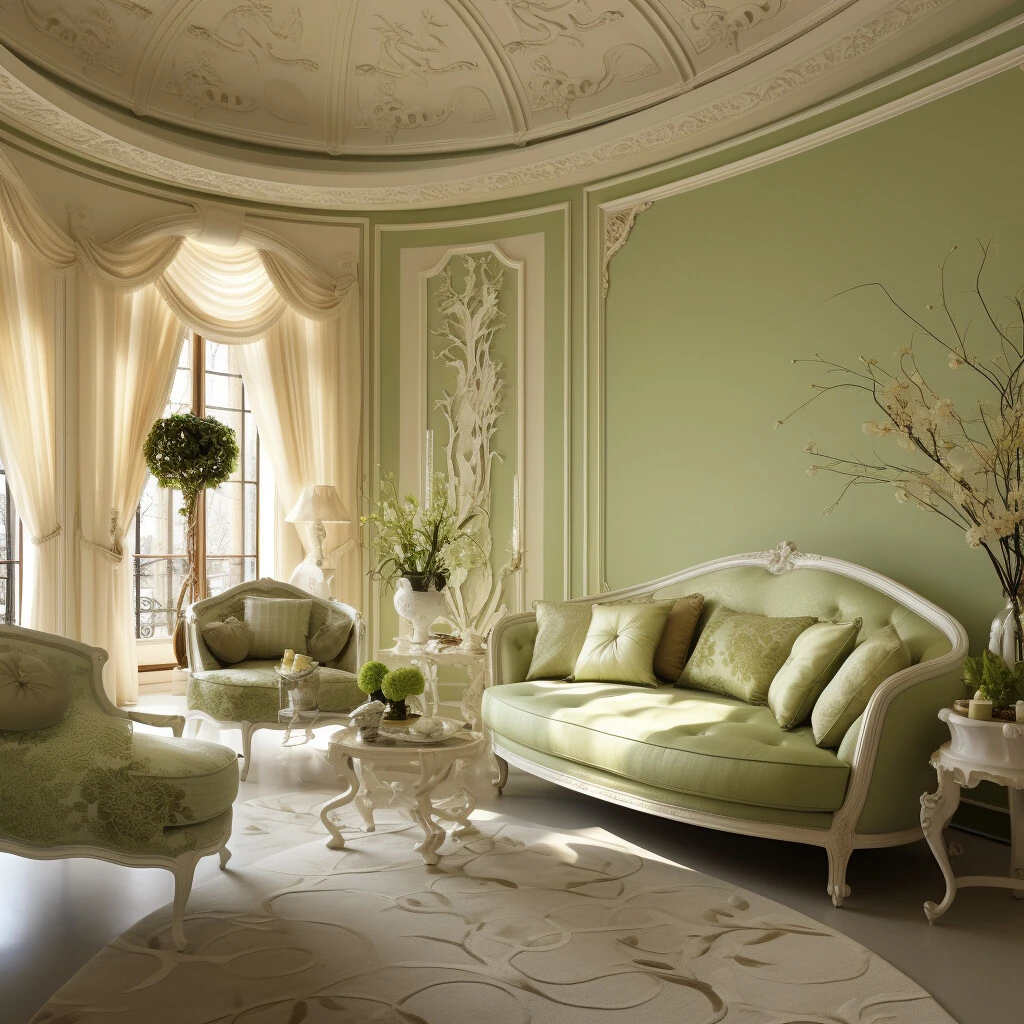 Pista Green and Cream Colour Combination for Wall