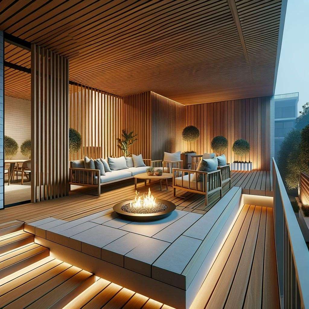 Plank You Very Much with Wooden Slats Balcony Cover Design