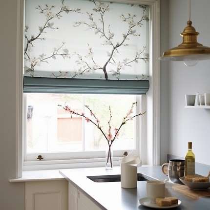 Printed Roman Shade- Modern Kitchen Window Treatments
