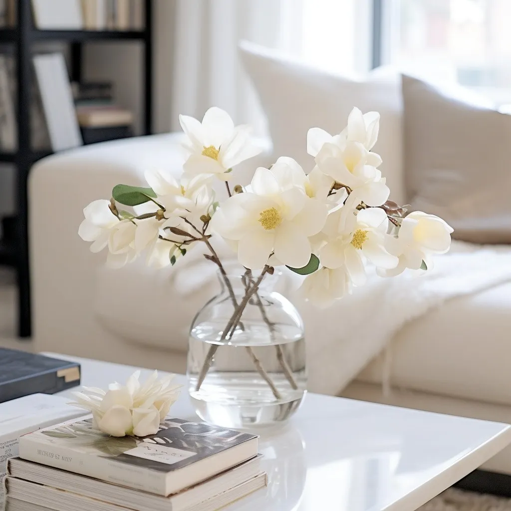 Put White Flowers- Black, White and Grey Living Room Ideas