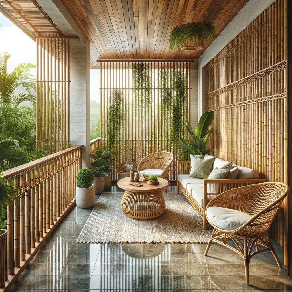 RailIng in the Compliments with Bamboo Screens - Balcony Cover Ideas