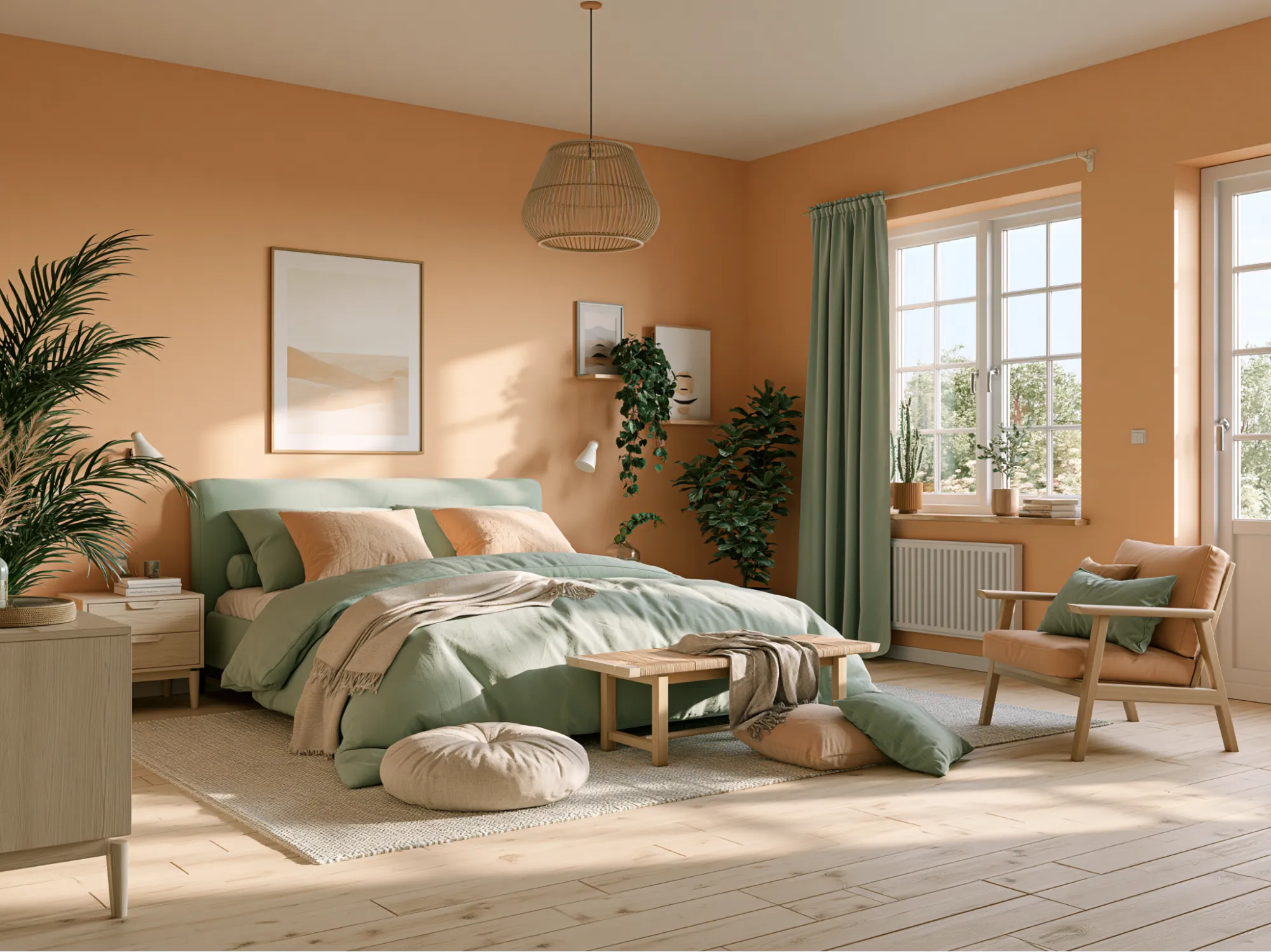Sage Green and Light Orange Colour Combination