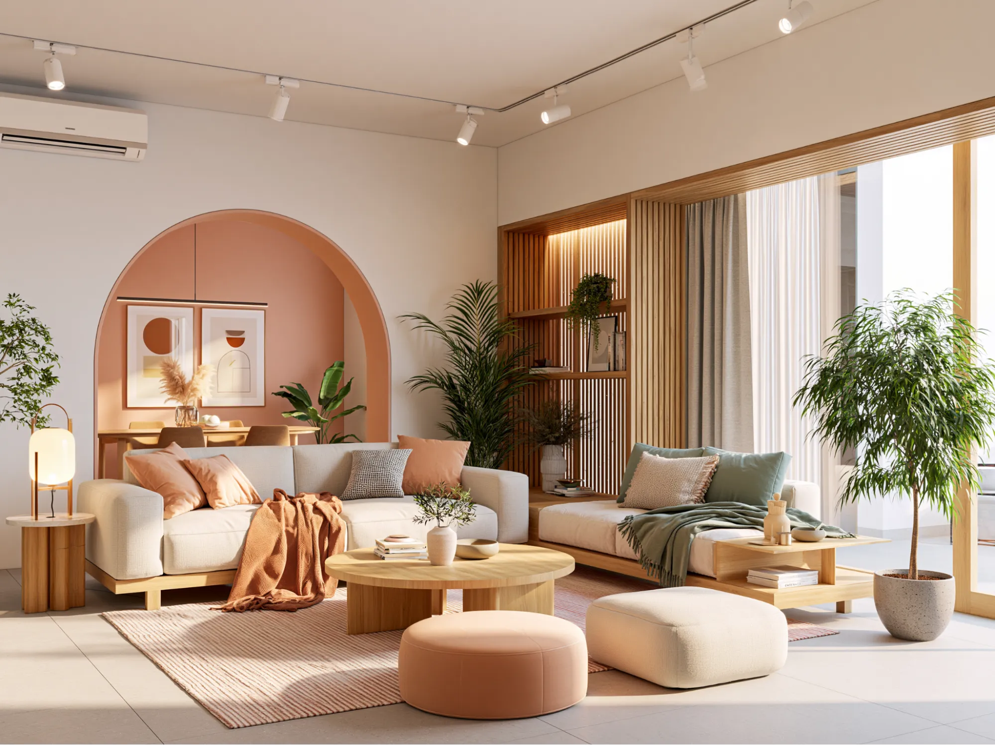 Scandinavian Orange Living Room Design