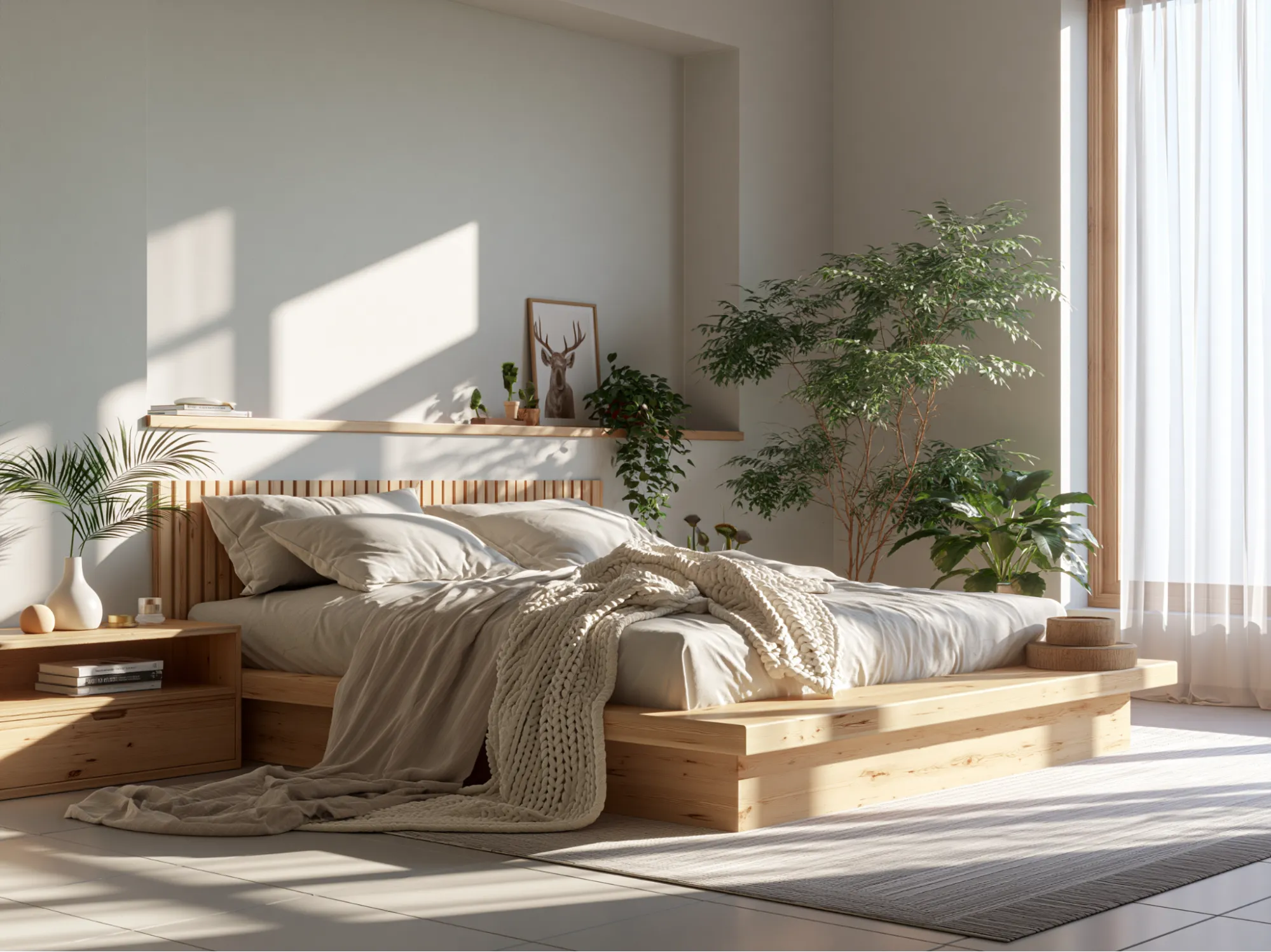 Scandinavian Wooden Colour Combination for Bedroom