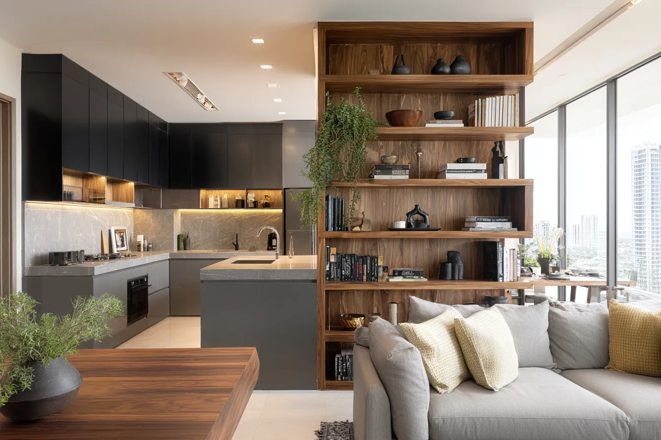 Separate Zones with Cabinet Walls for small kitchen Separate Zones with Cabinet Walls- indian kitchen design ideas for small spaces