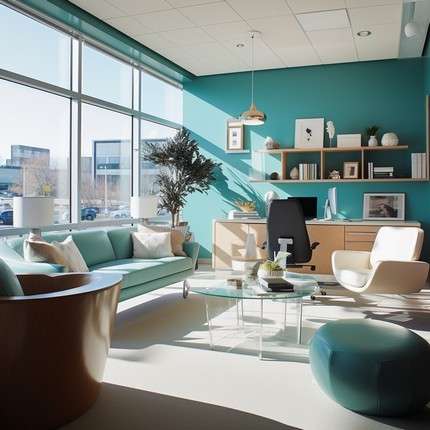 Serene and Modern Teal- Office Painting Ideas