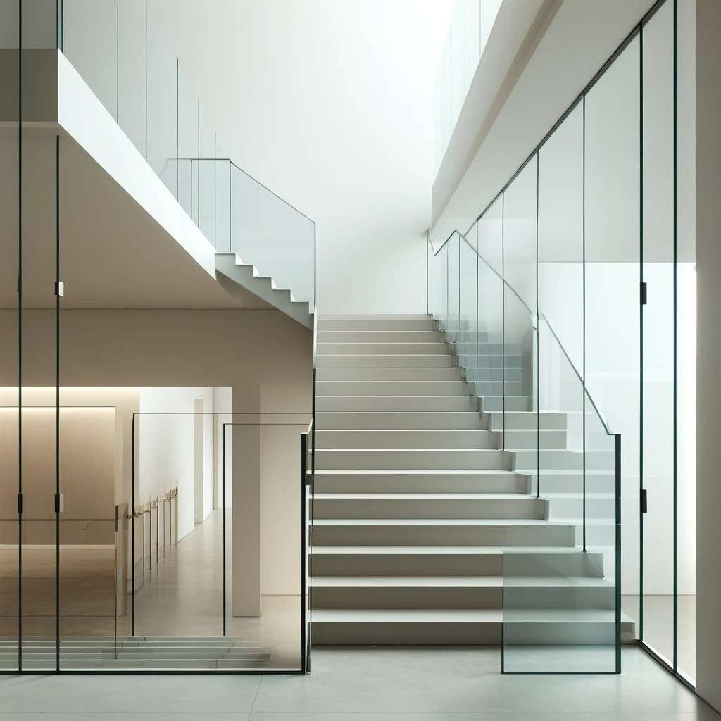 Simple Staircase Glass Railing Design