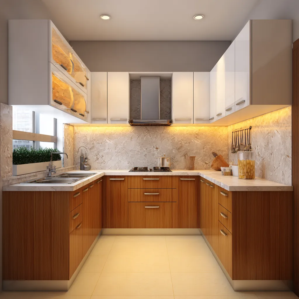 Small U-Shaped Modular Kitchen Design