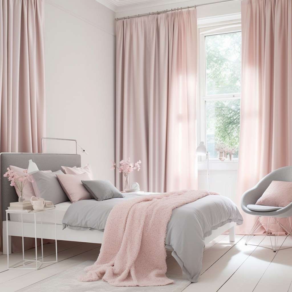 Soft Pink and Silver- Wall and Curtain Colour Combination