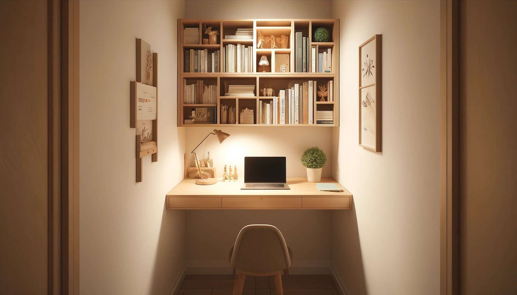 Study Desk with Overhead Bookshelf Design