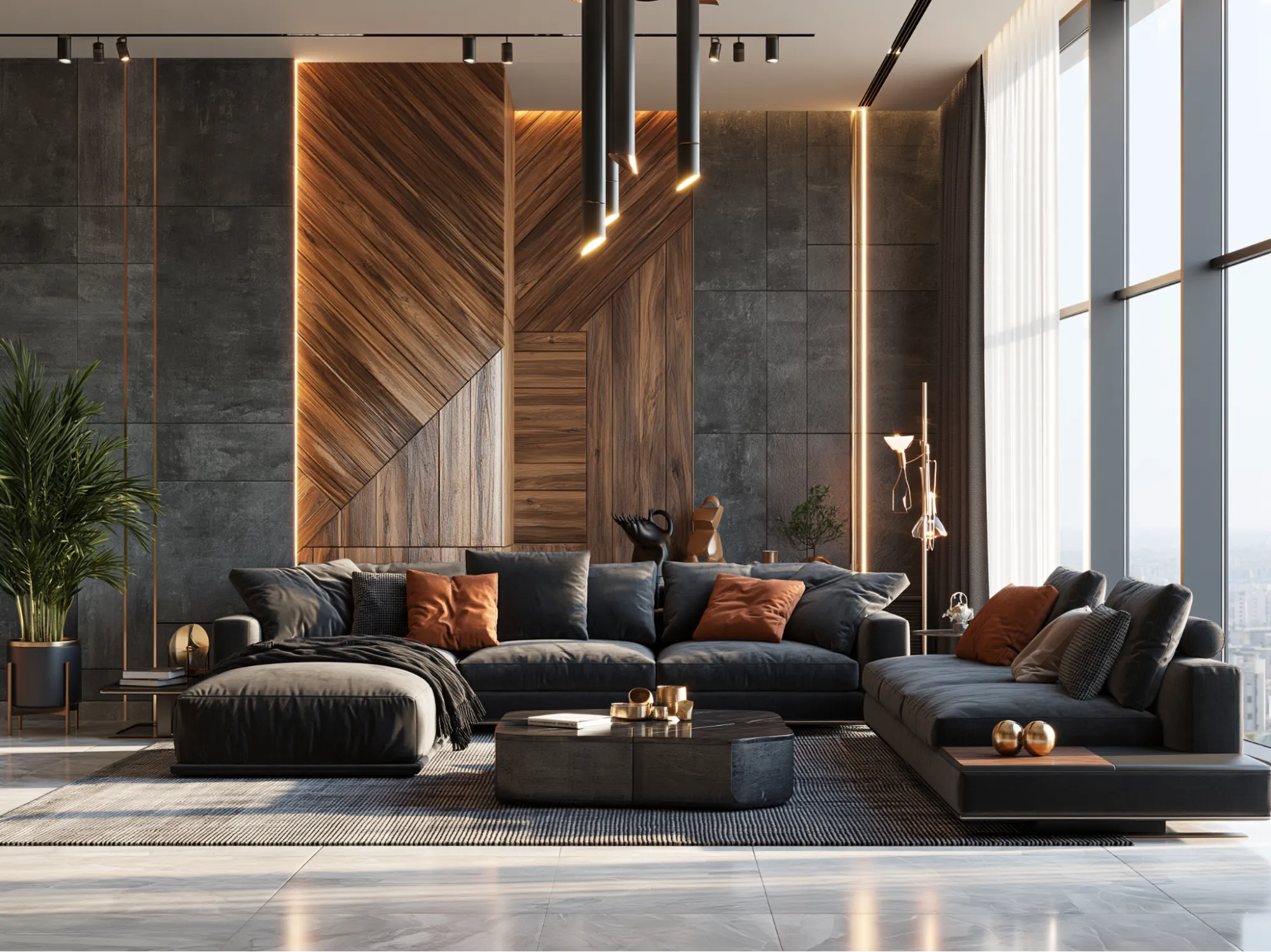 Teak Wood and Charcoal Colour Combination