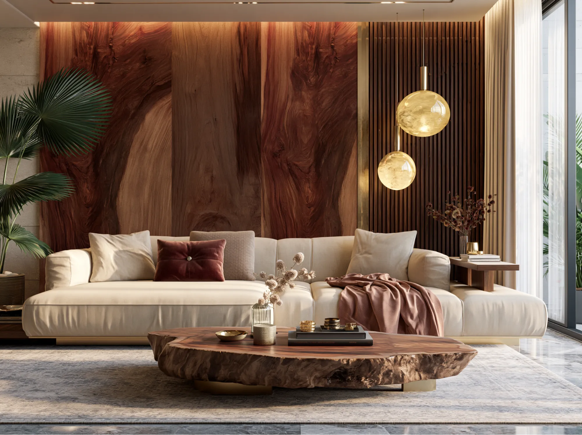 Teak Wood and Cream Colour Combination