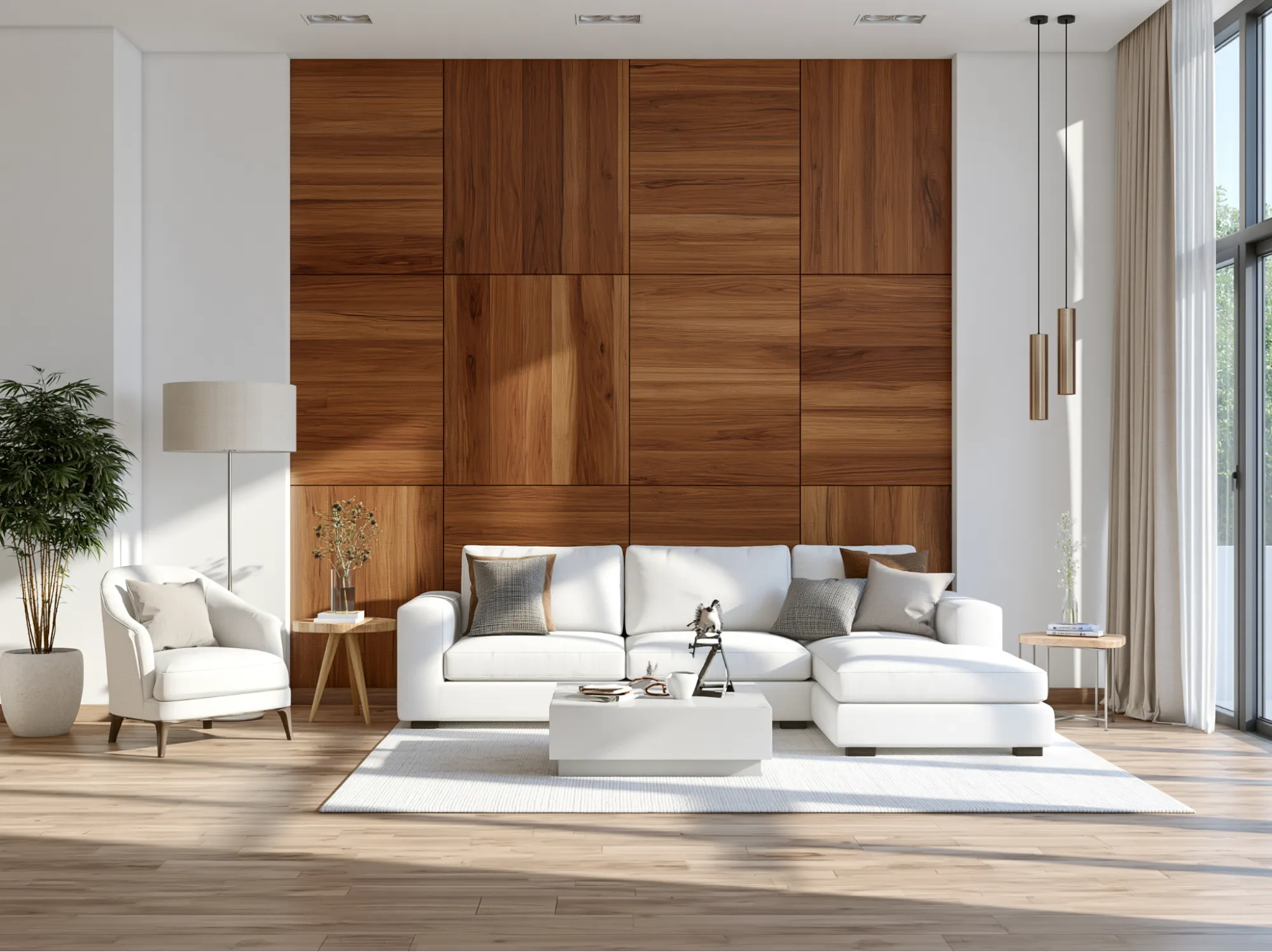 Teak Wood and White Colour Combination