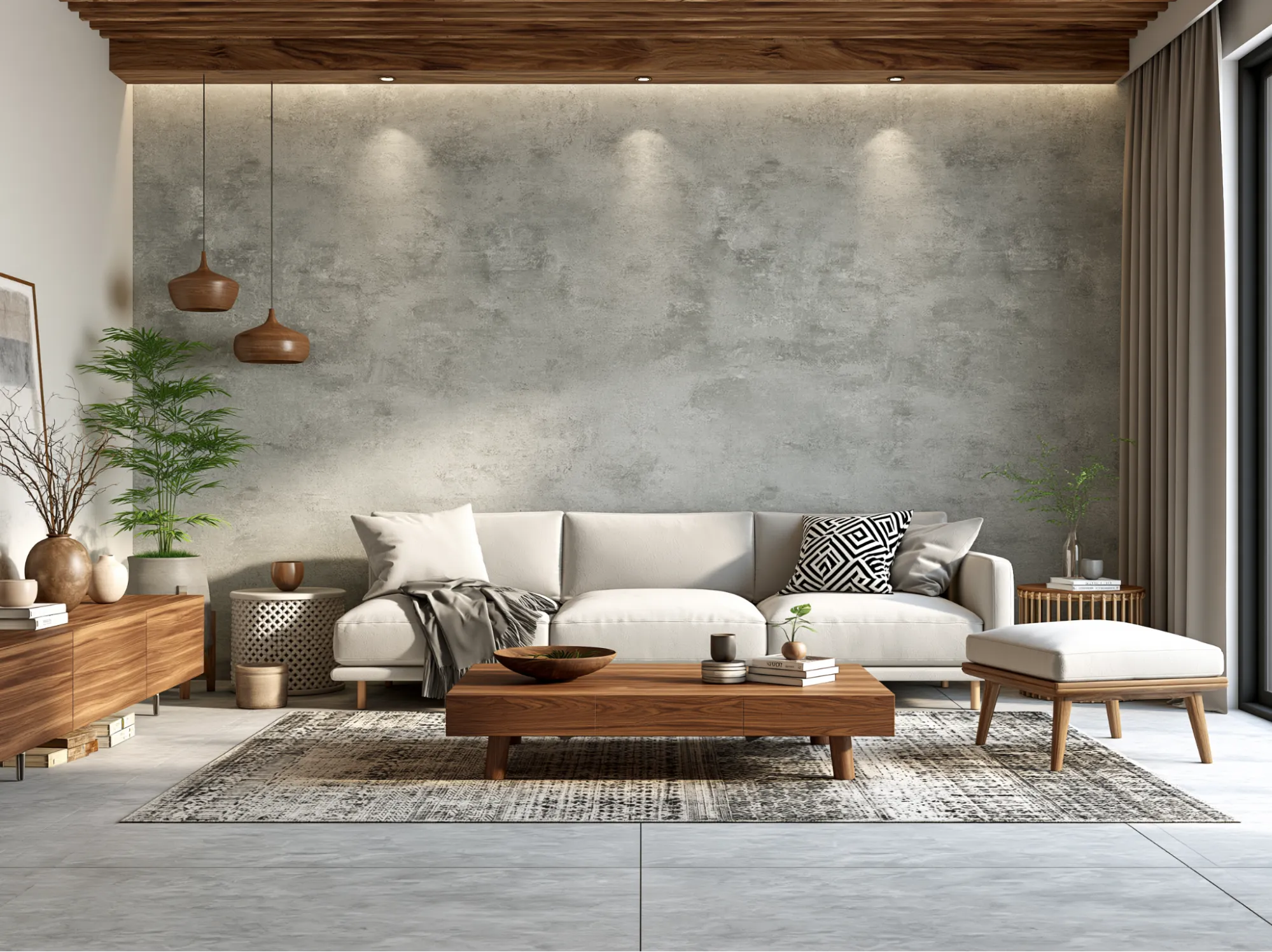 Textured Grey Accent Walls for Living Room