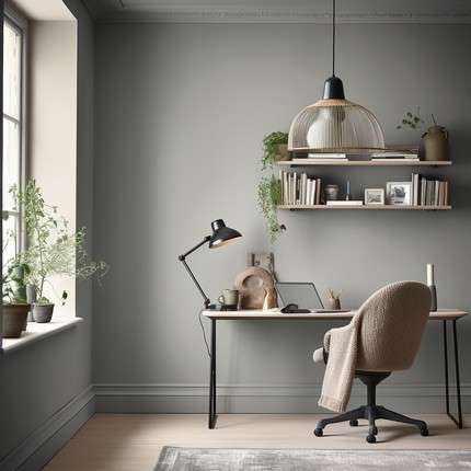 The Sophisticated Neutral Grey Office Wall Color