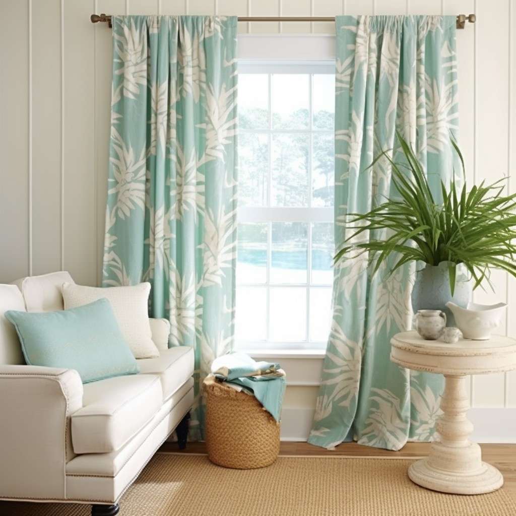 Turquoise and Cream- Two Color Combination Curtains