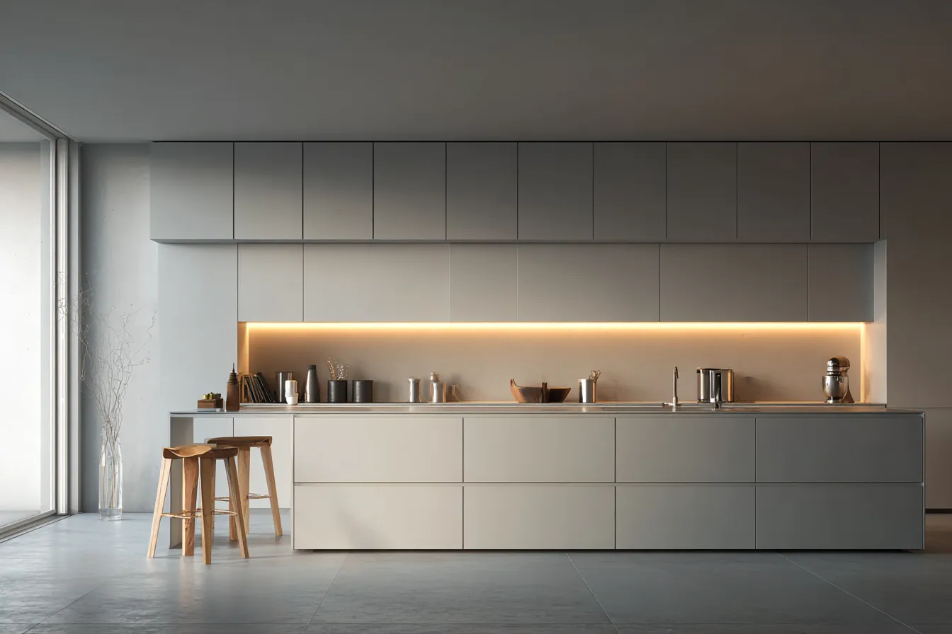 Use Handleless Cabinets in small kitchen Use Handleless Cabinets- small kitchen design idea