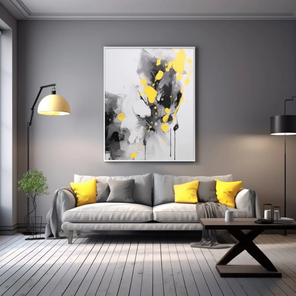 Use Wall Art for Grey and White Living Room