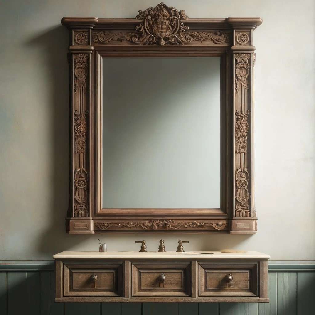 Vintage Style Mirror Cabinet Design for Bathroom Walls