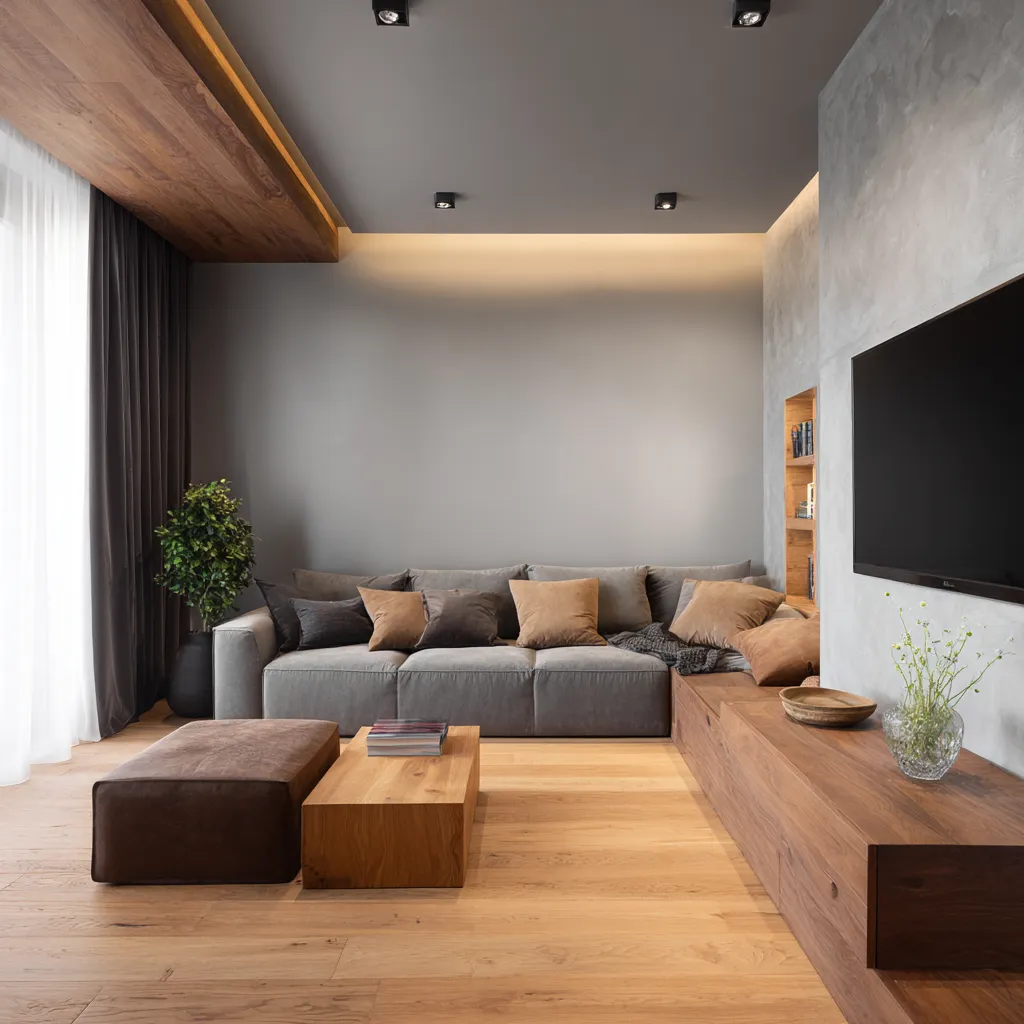 Warm Grey And Wooden Finishes Colour Combination Warm Grey And Wooden Finishes Combination