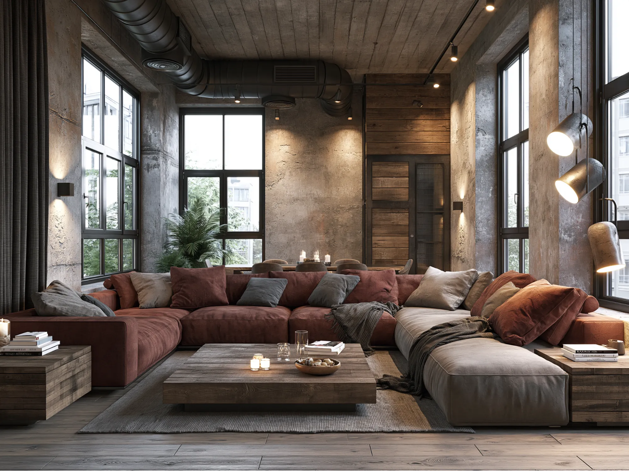 Wood Color Palettes with Industrial Interiors