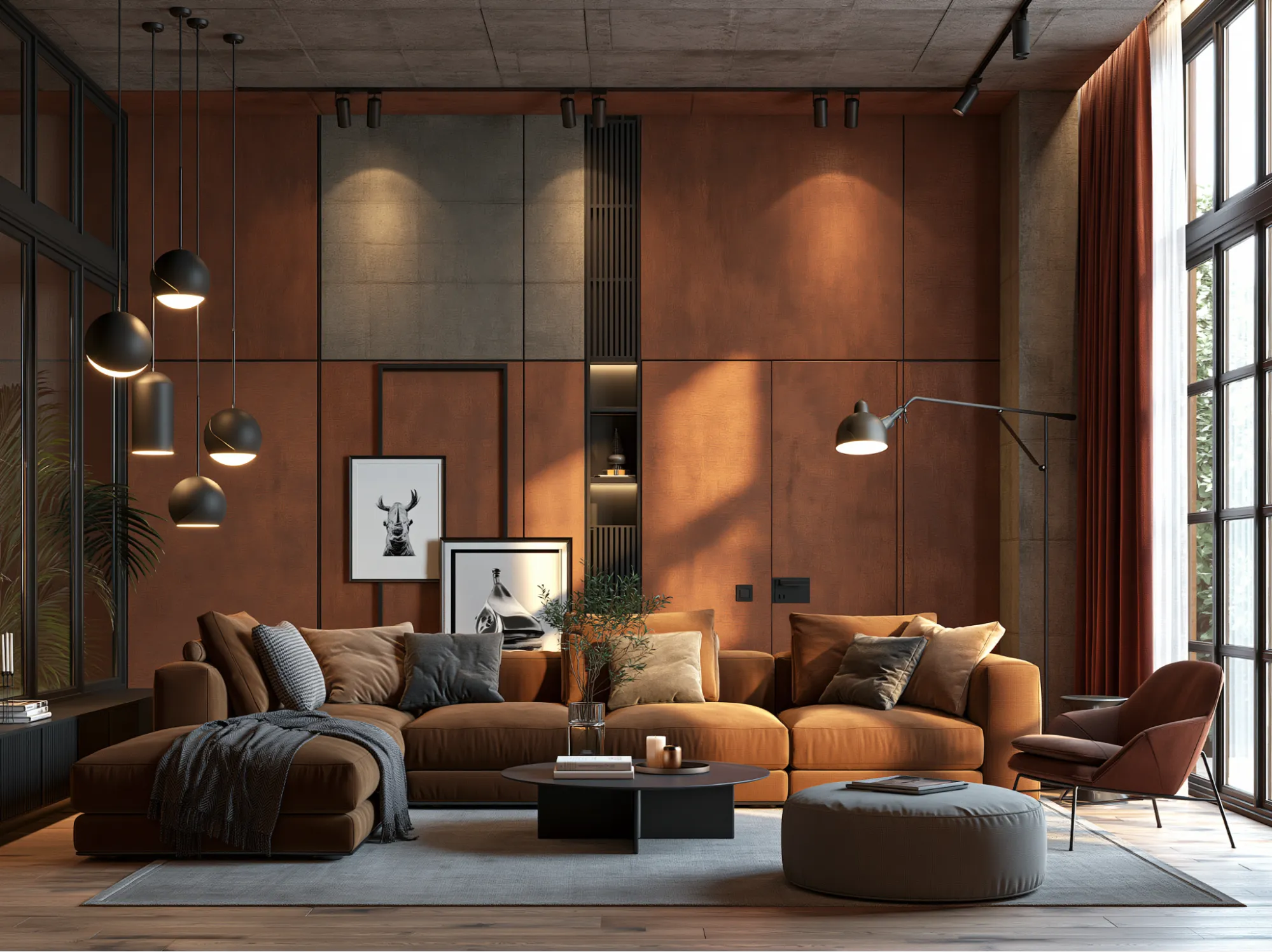 Wooden Brown Colour Combination with Black Accents