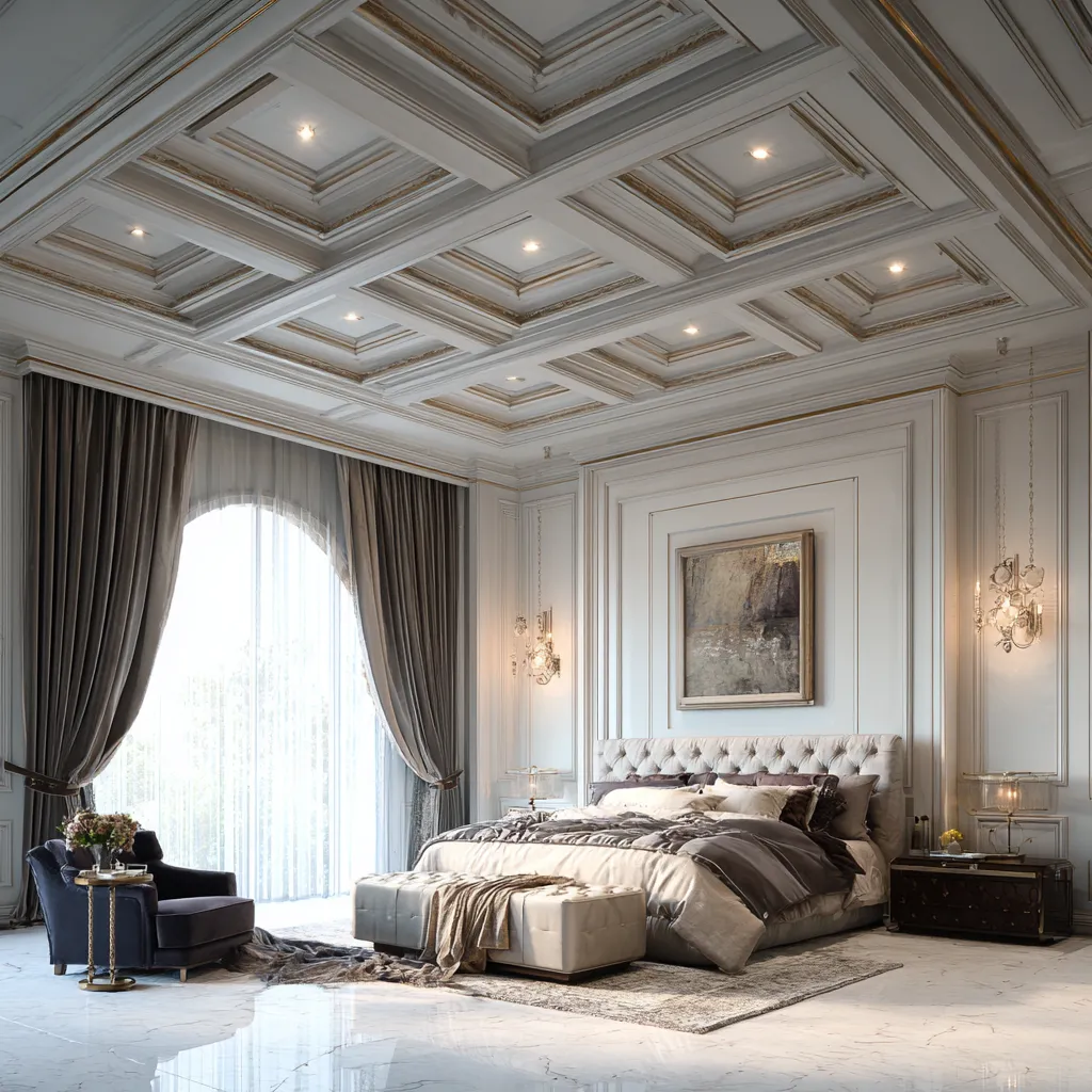 Coffered POP Ceiling Design for Bedroom Coffered POP Design for Bedroom