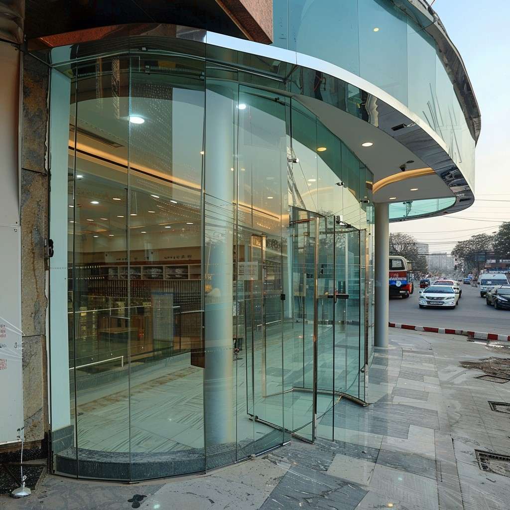 Curved Glass Entrance for Shops