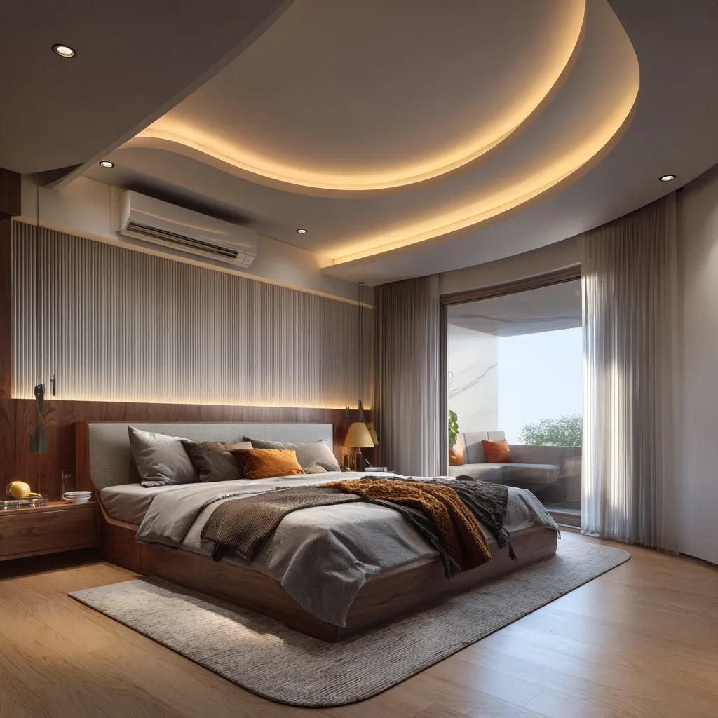 Curved POP Ceiling Lines Design for Bedroom Curved POP Lines Design for Bedroom