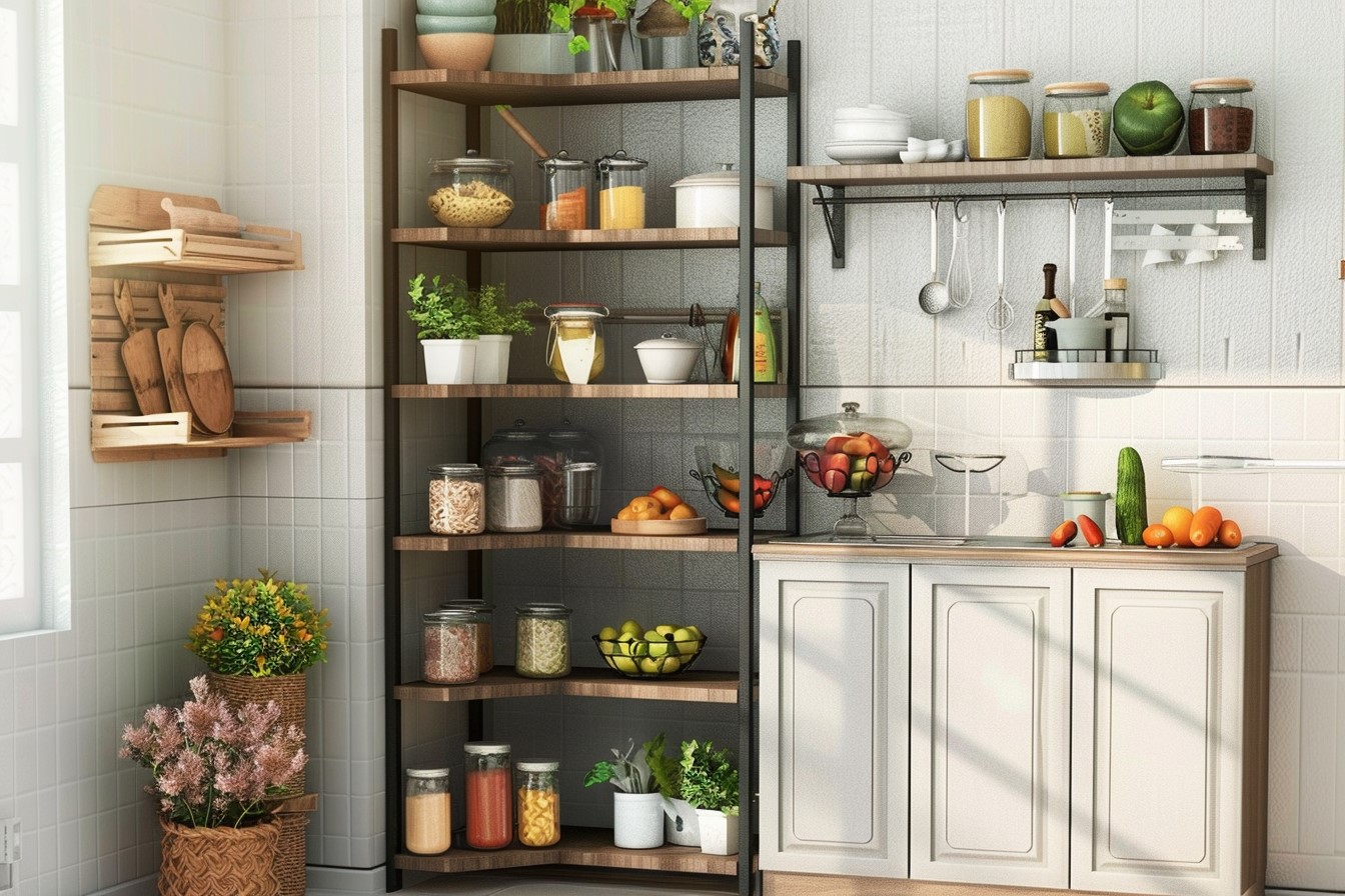 Kitchen Corner Shelf Design Idea