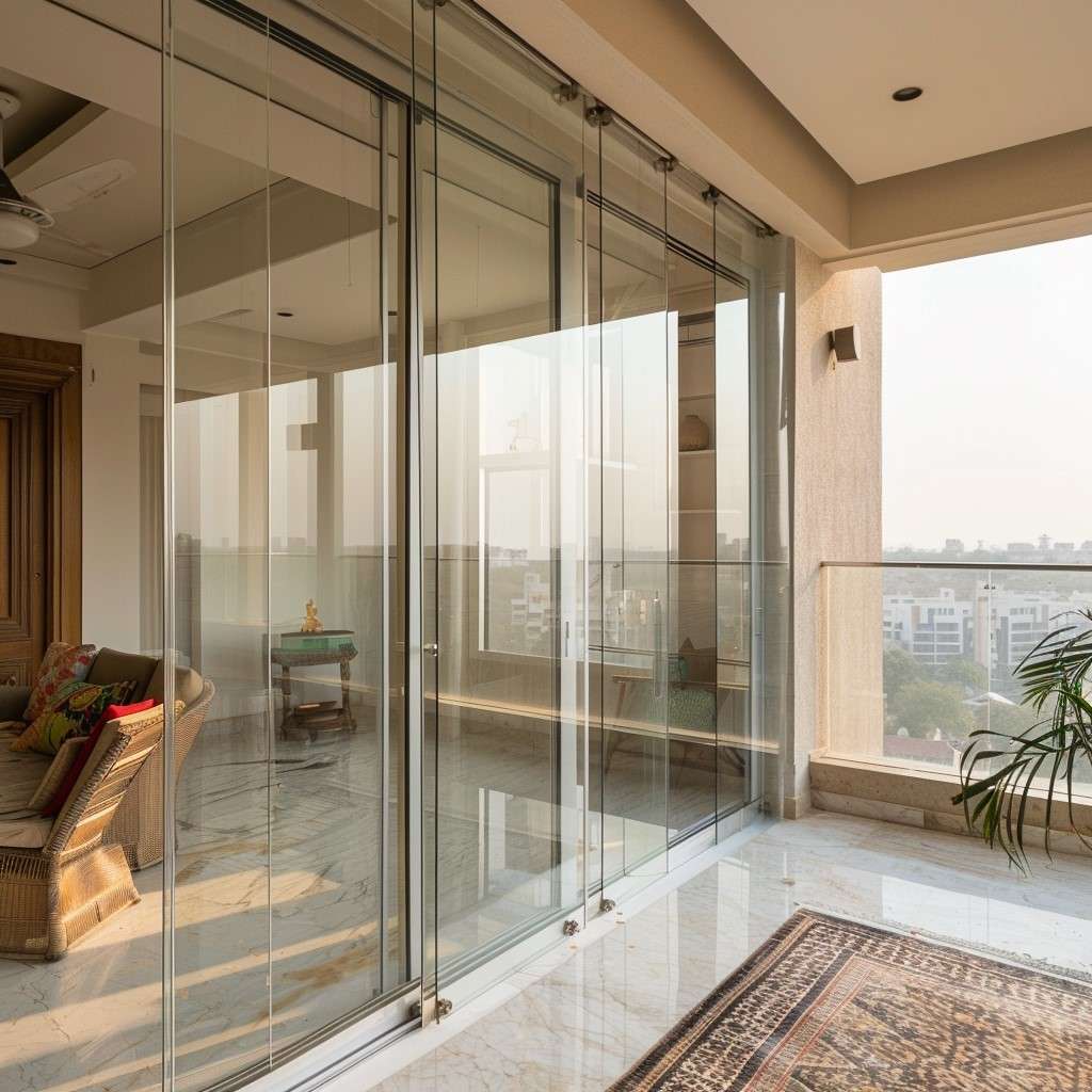 Modern Full Frameless Glass Door Design for Balcony