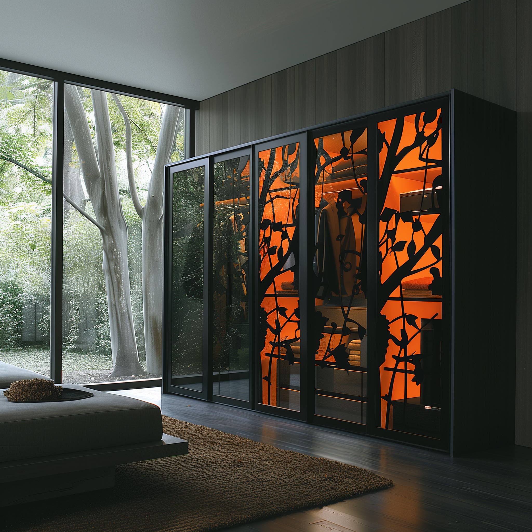 Patterned Glass Doors Design for Wardrobe