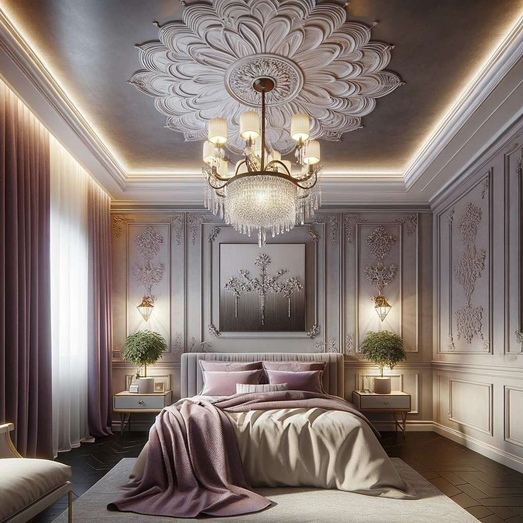 Pop Design For Bedroom With Chandeliers