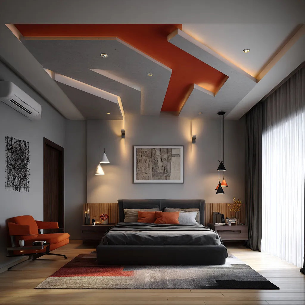 Zig-Zag POP Ceiling Design for Bedroom Zig-Zag POP Design for Bedroom