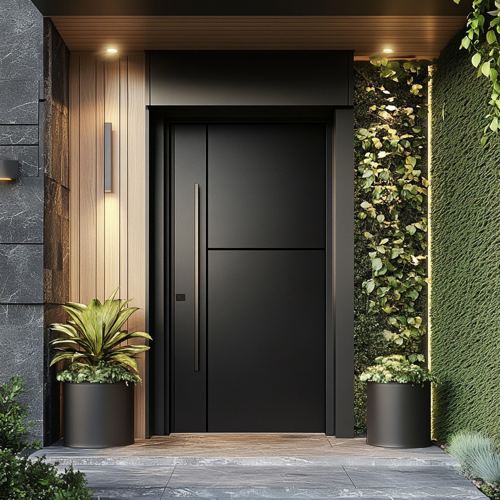 Aluminium Main Door with Matte Black Finish